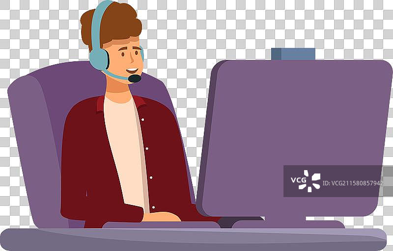 微笑的男性客服代表正在工作图片素材