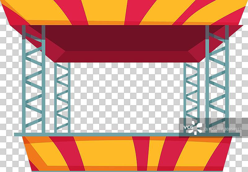 空荡荡的户外舞台，带有红色和黄色条纹图片素材