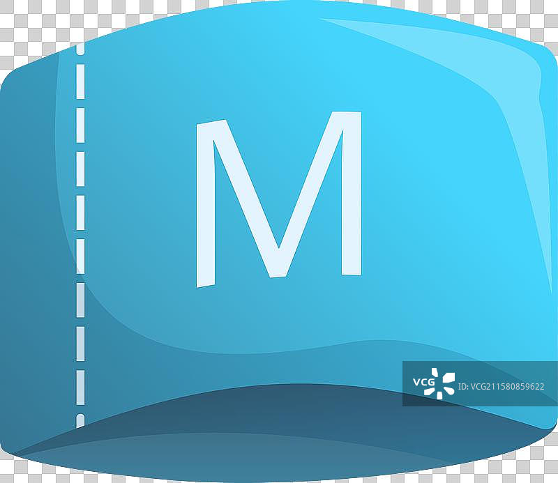 蓝色服装标签显示尺码M，适用于时尚。图片素材