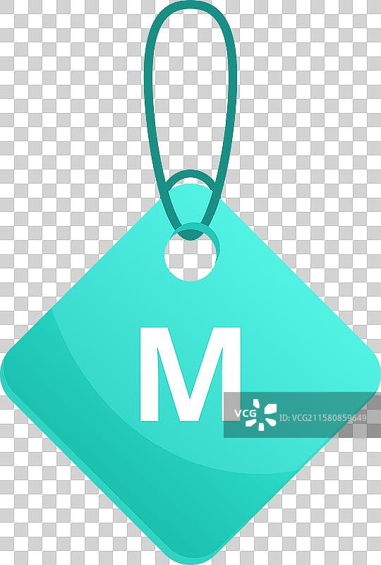 挂着字母M的青绿色标签，显示中等尺寸图片素材