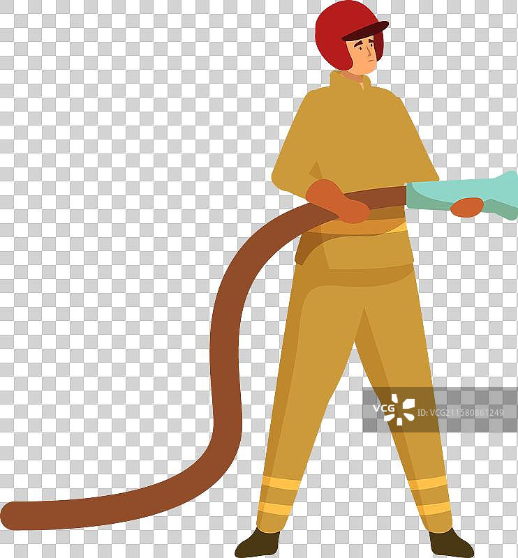 消防员手持消防水带准备行动图片素材