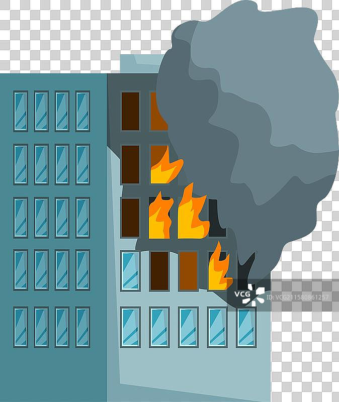 燃烧的建筑物冒出黑烟和火焰图片素材