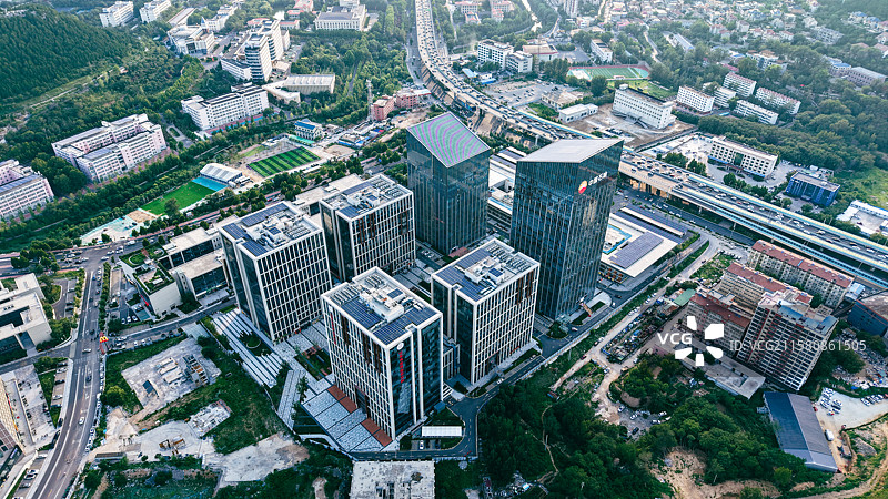 山东大学科技园鸟瞰商业综合体图片素材