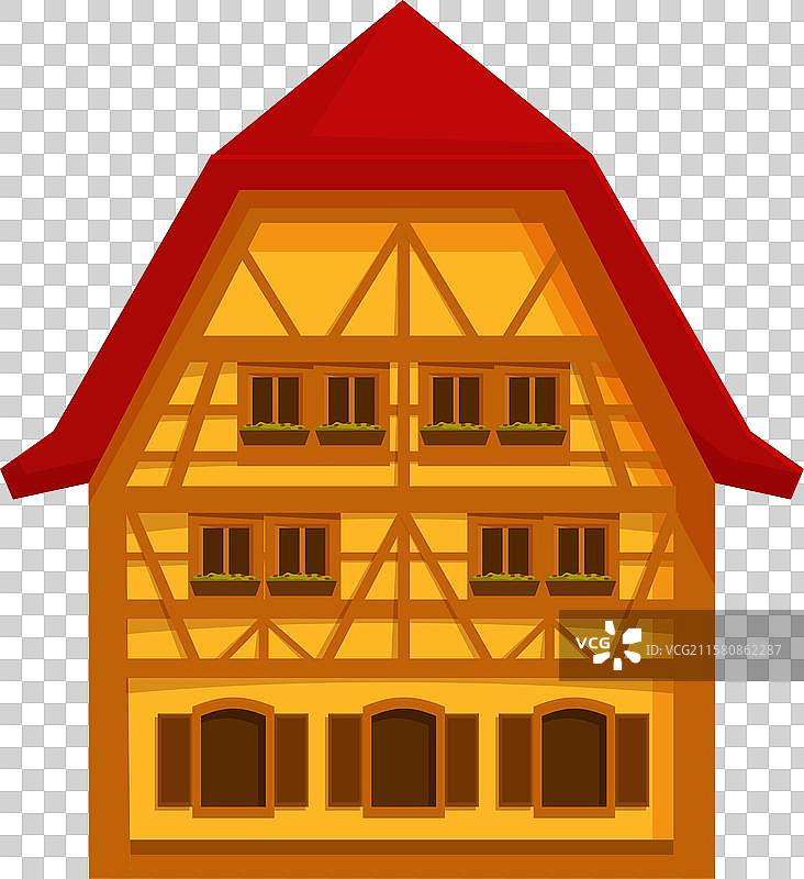 古老的欧洲房屋，红色屋顶矗立在下面图片素材