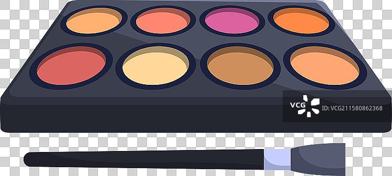 眼影盘和旁边放着的刷子展示图片素材