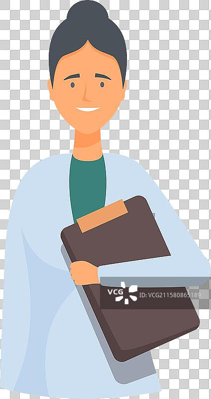 友好的医生手持夹板，面带微笑图片素材