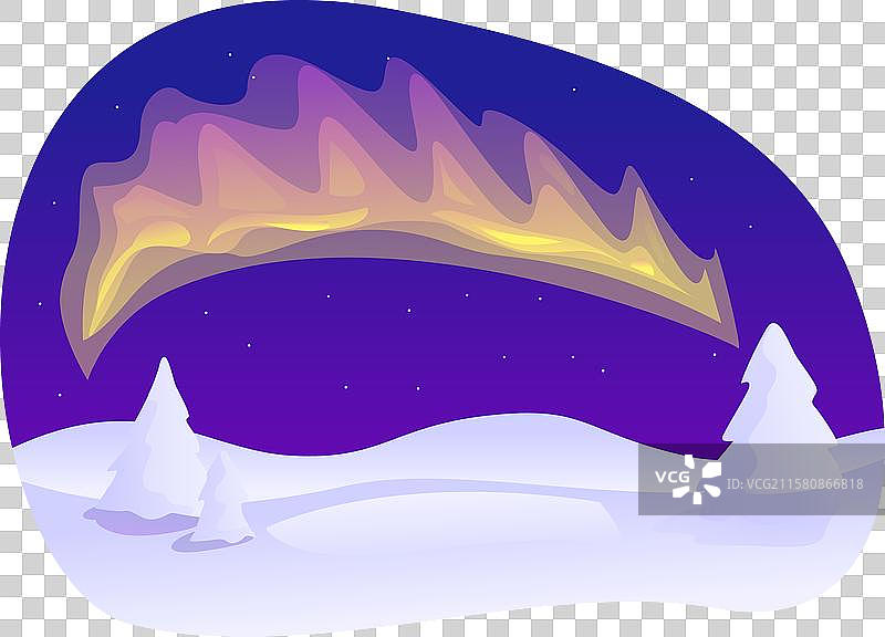 极光照耀着雪-covered的风景图片素材