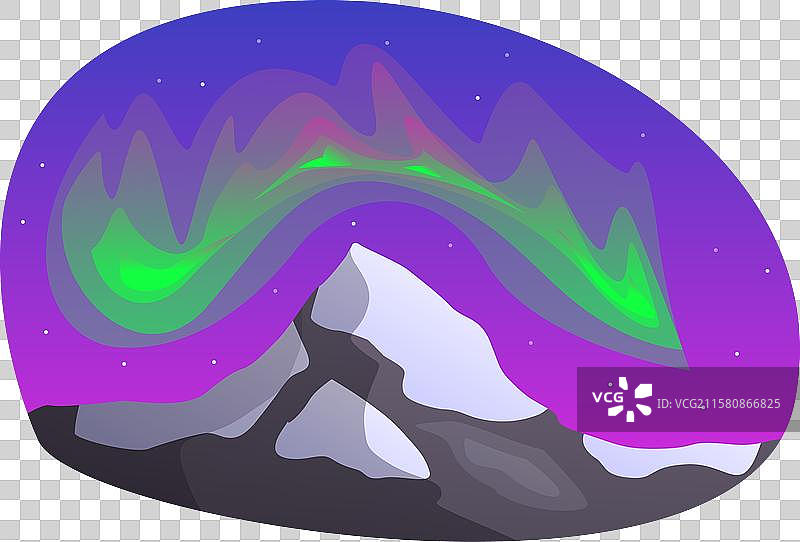 北极光照耀在雪-covered山峰上图片素材