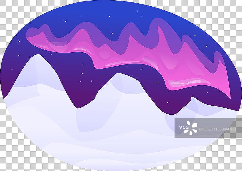 粉色极光照耀在雪山之上图片素材