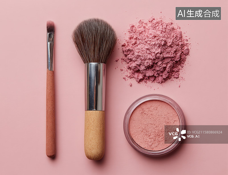 【AI数字艺术】粉底刷和腮红粉图片素材