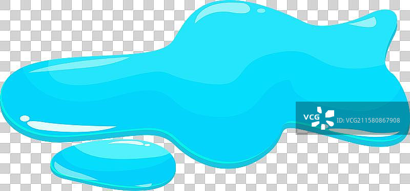 卡通风格的蓝色液体溅落在地面上图片素材