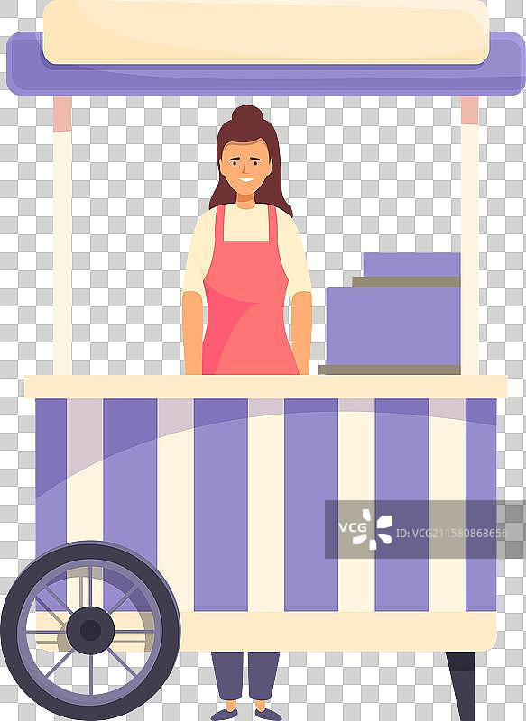 微笑的街头小吃摊贩准备上菜图片素材