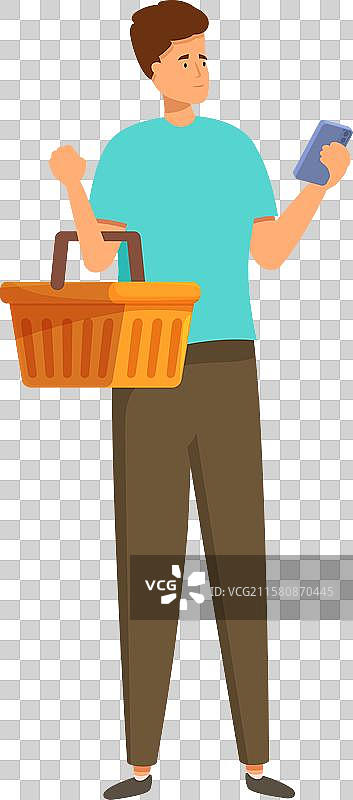 顾客在智能手机上使用杂货购物应用程序图片素材