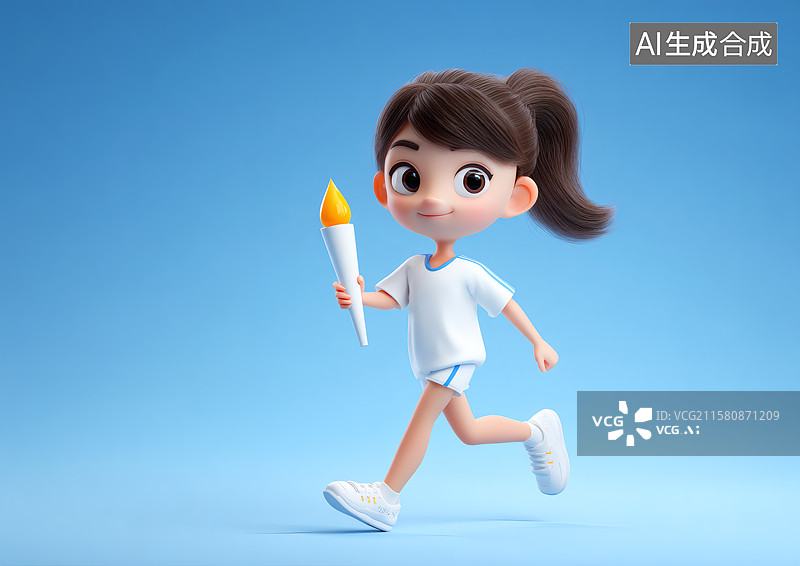 【AI数字艺术】一个手拿火炬的女运动员图片素材