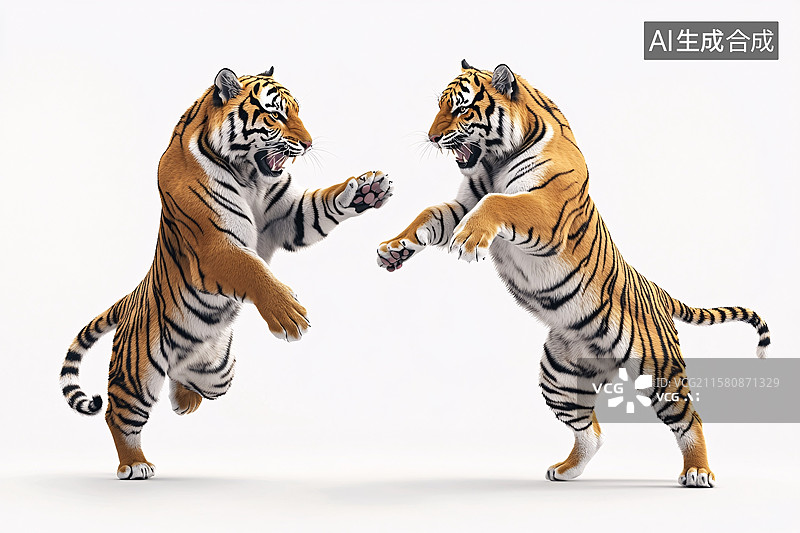 【AI数字艺术】对峙的双虎插画图片素材