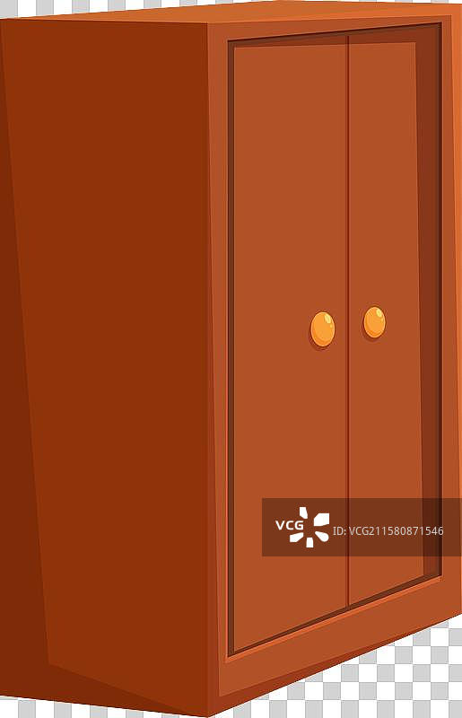 棕色木质衣柜静静地关着，配有金色装饰图片素材