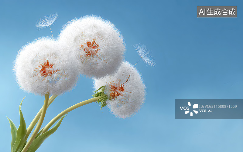 【AI数字艺术】被风吹散的蒲公英图片素材