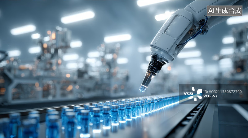 【AI数字艺术】自动化人工智能医药生产线图片素材