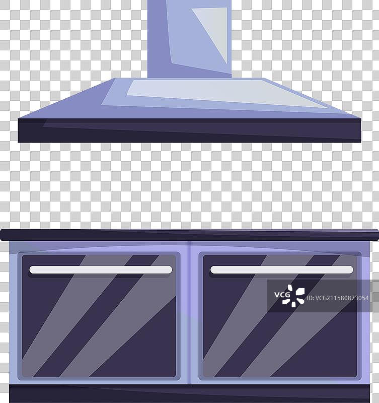 现代厨房抽油烟机悬挂在空荡荡的炉灶上图片素材