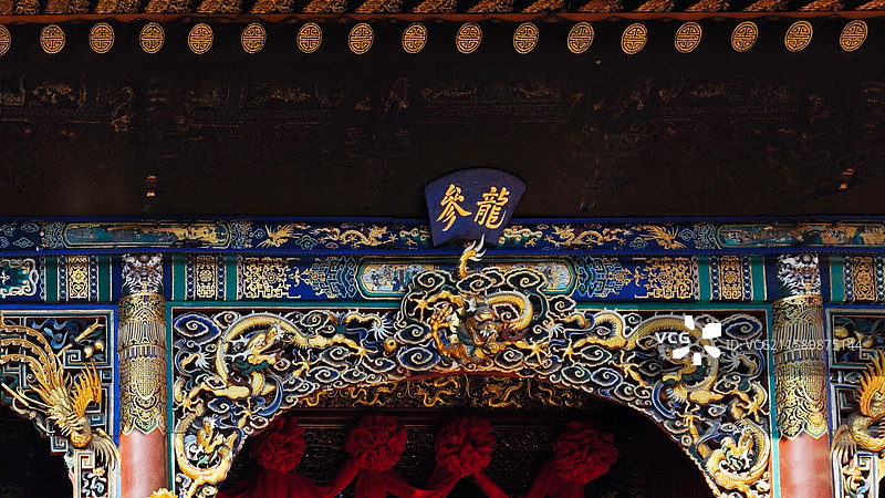 五台山五爷庙，位于台怀镇中心，始建于明代，是座香火极旺的黄庙，殿内供奉广济龙王菩萨，传说有求必应，深图片素材