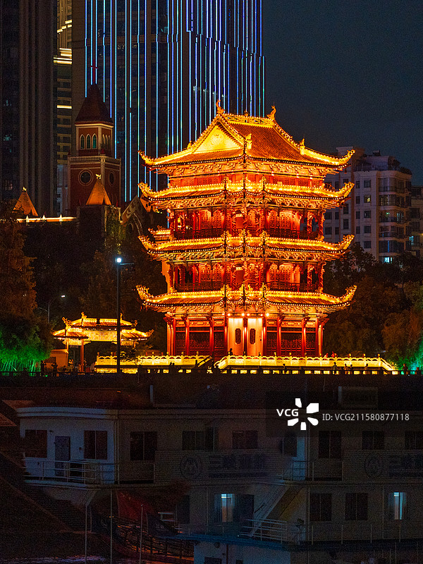 湖北省宜昌市滨江公园镇江阁图片素材