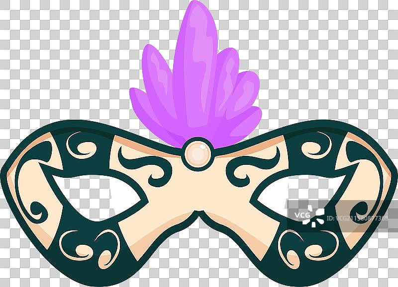 优雅的嘉年华面具，装饰有羽毛和宝石图片素材