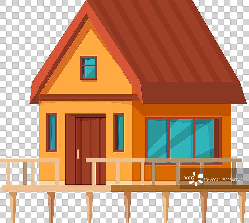 热带高脚屋，木质结构图片素材