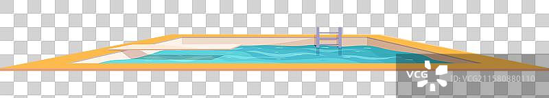 户外游泳池令人心旷神怡，适合消暑放松图片素材
