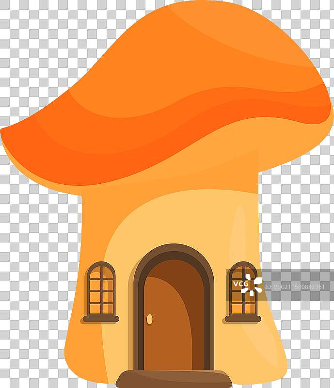 童话般的蘑菇房子，橙色的帽子和棕色的底部图片素材