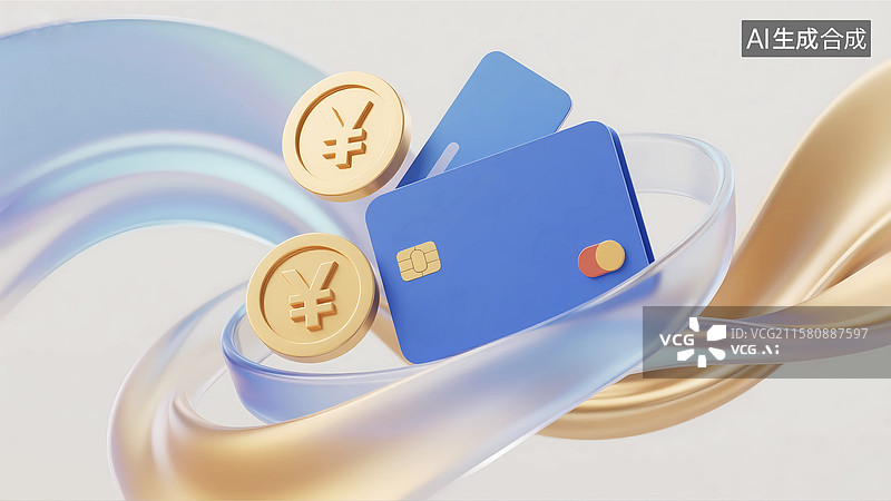 【AI数字艺术】信用卡钱包金币银行卡消费金融背景图片素材