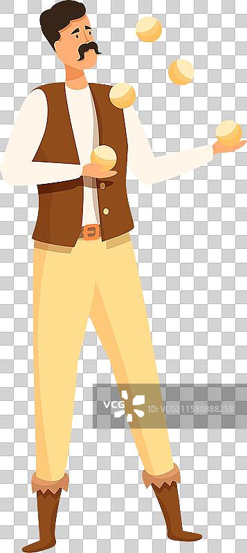 马戏团艺人抛接金色球体的杂技演员图片素材