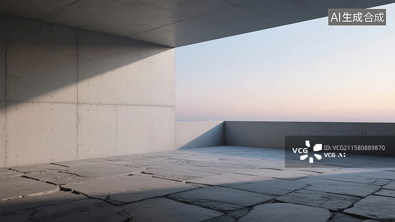 【AI数字艺术】混凝土结构的露天平台图片素材