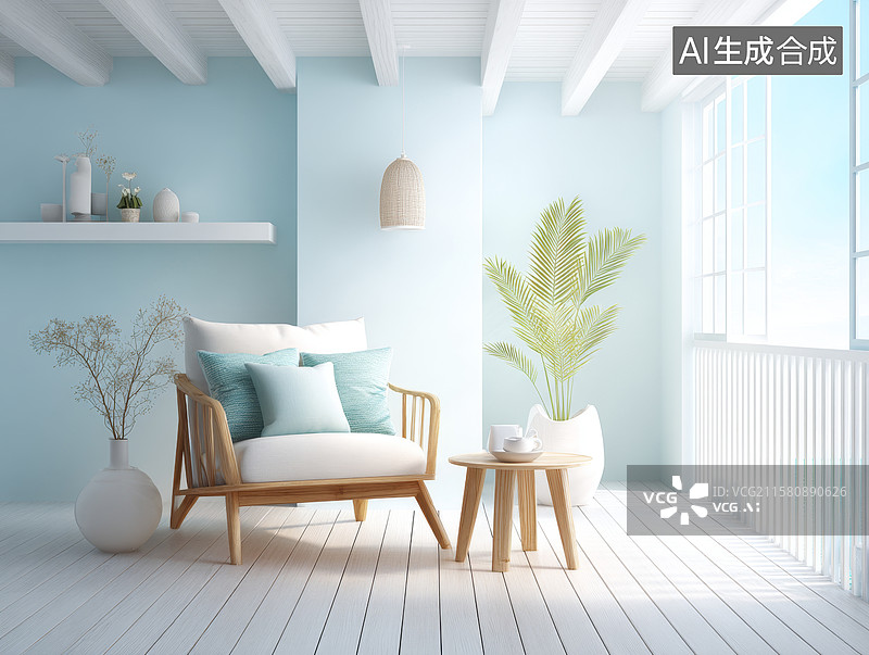 【AI数字艺术】简约北欧风客厅图片素材