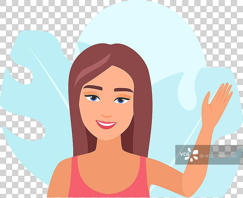 美丽快乐的女人在日常生活后挥手致意图片素材