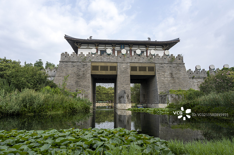 襄阳唐城景区影视基地影视城唐风建筑城市风光图片素材