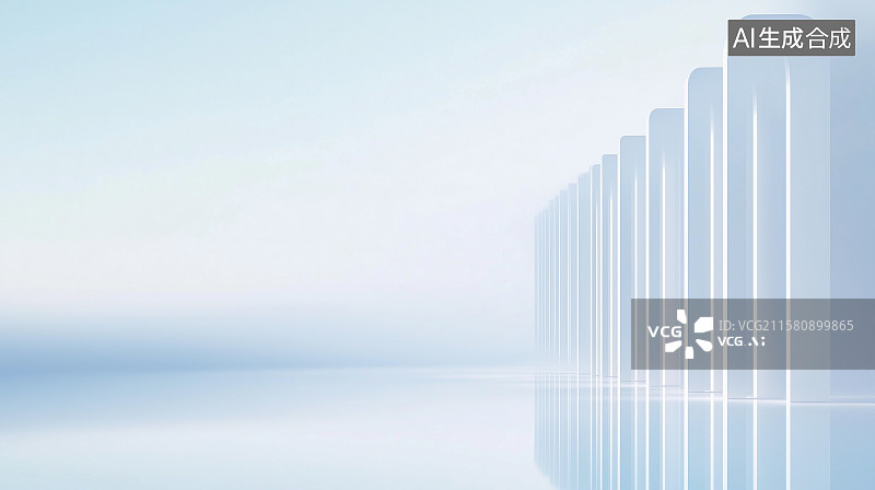 【AI数字艺术】抽象浅蓝色建筑场景背景图片素材