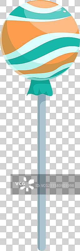 圆形橙色和绿色漩涡棒棒糖直立着图片素材