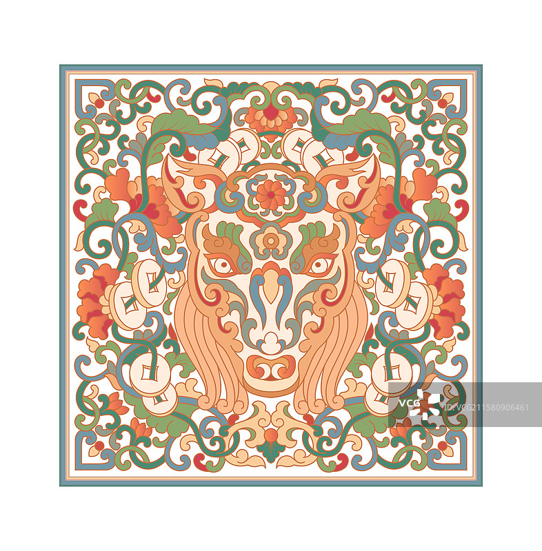 马年传统花纹插画图案图片素材