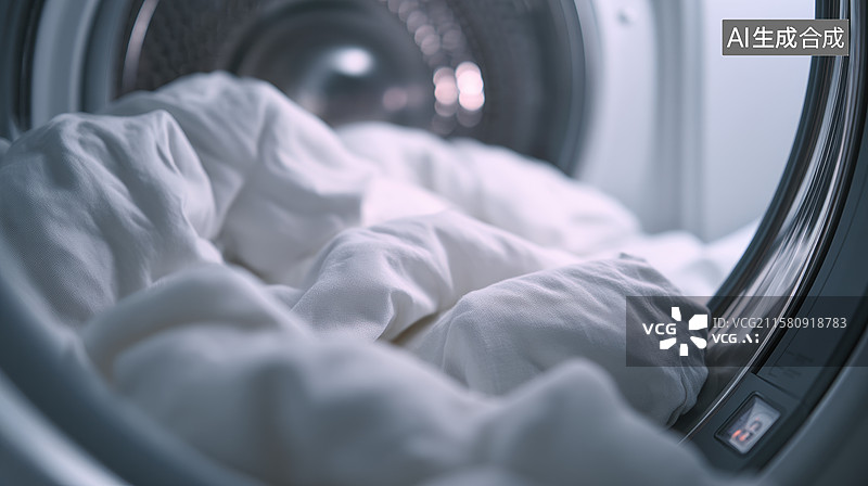 【AI数字艺术】洗衣机中的白色衣物图片素材