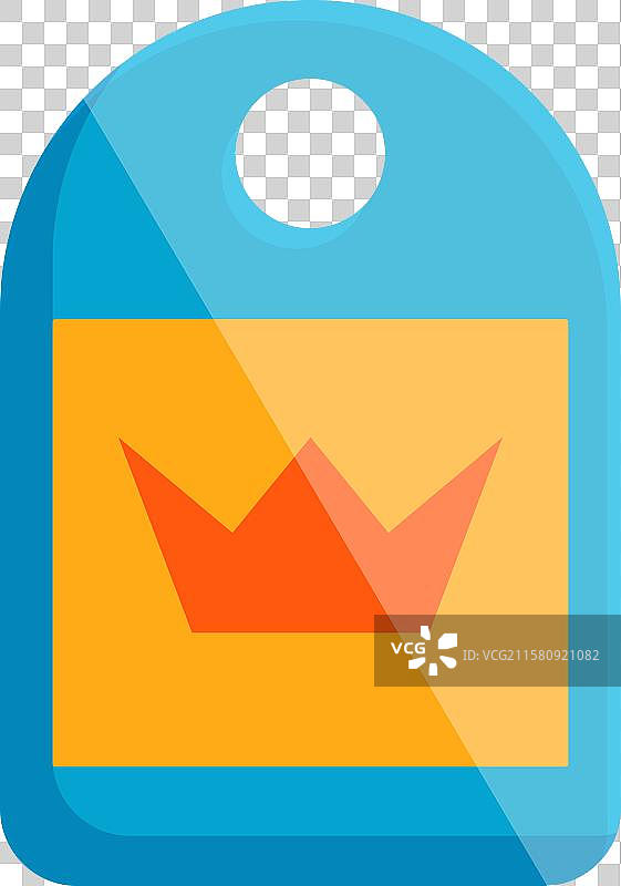 蓝色价格标签上显示着皇冠，象征着优质。图片素材