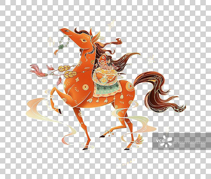 手绘中国风国潮之马上有钱免抠元素图片素材