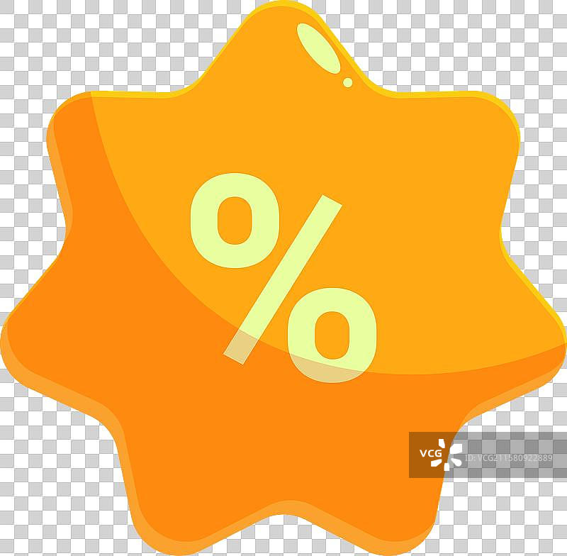 光滑的橙色星星显示折扣百分比图片素材