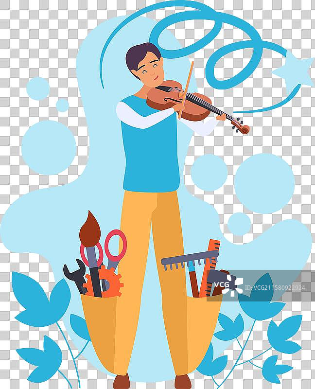 才华横溢的小提琴手在演奏小提琴，展现心理状态图片素材