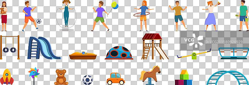 儿童游乐场玩耍图标集图片素材