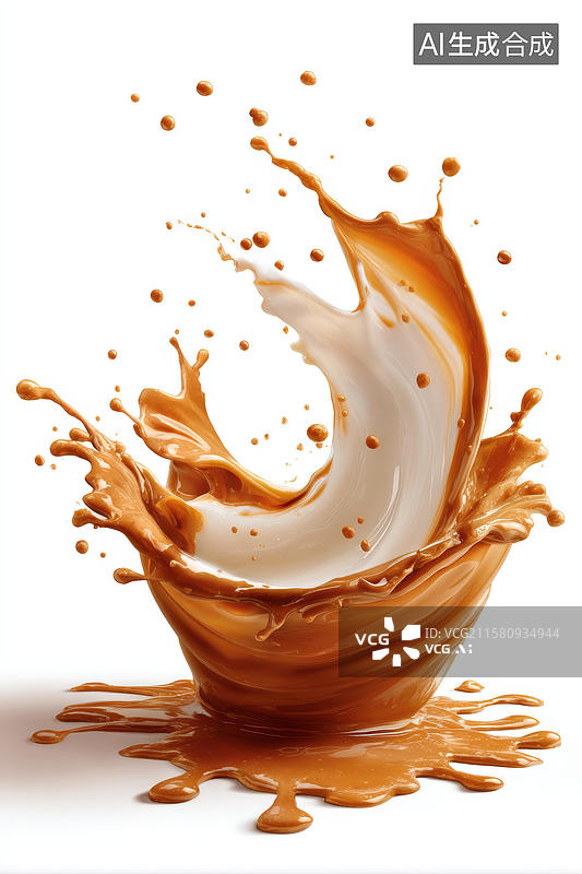 【AI数字艺术】美味可口的卡布奇诺液体飞溅图片素材