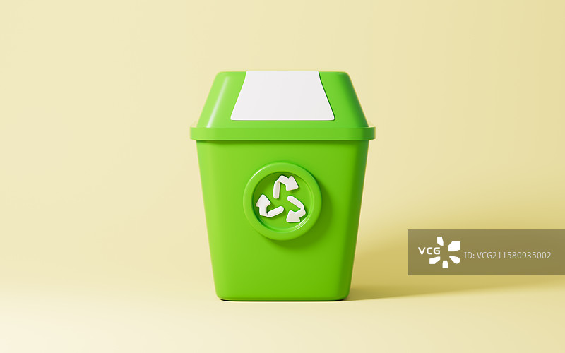 卡通可回收垃圾桶垃圾分类概念3D渲染图片素材