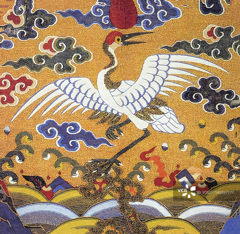 清代官服补子，一品文官，仙鹤图片素材