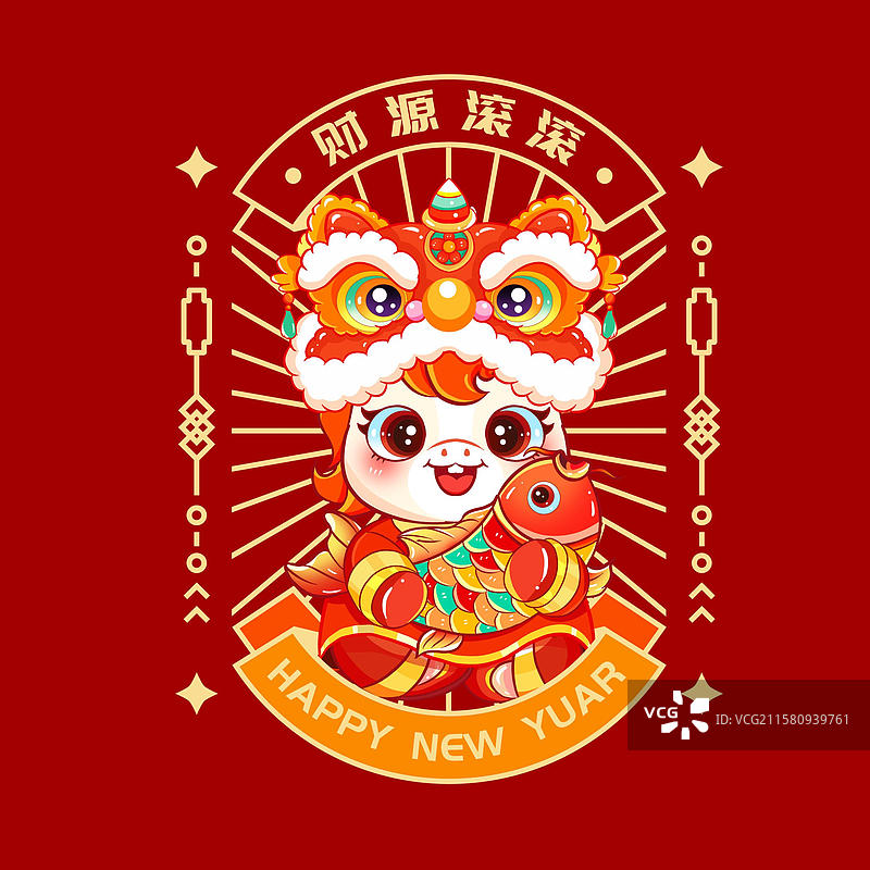 2026马年大吉卡通背景插画红包对联元素图片素材