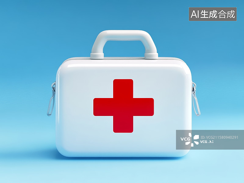 【AI数字艺术】白色药箱医疗急救场景图片素材