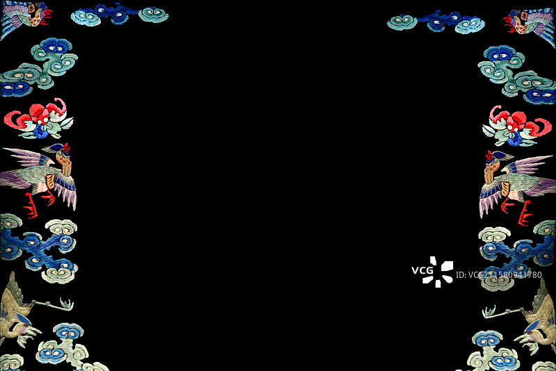清代官服装饰图案，刺绣图样，祥云纹，花鸟纹图片素材